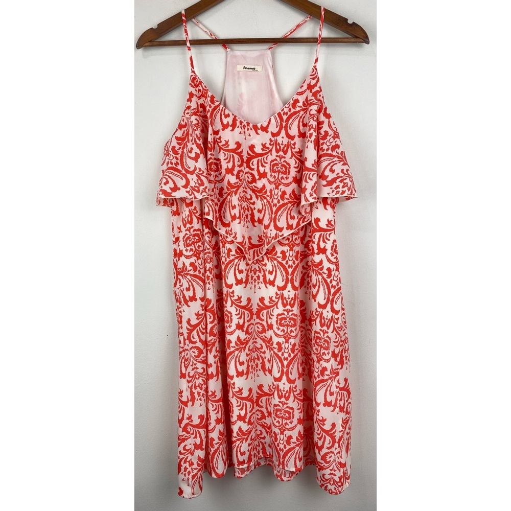 Caramela size Medium Women’s Red White Damask Print Spaghetti Strap Dress